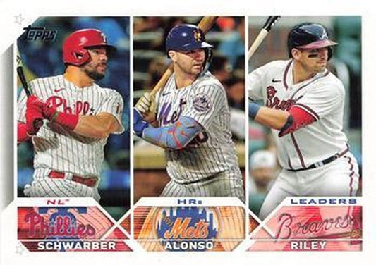 #178 NL HRs Leaders Kyle Schwarber / Pete Alonso / Austin Riley - Philadelphia Phillies / New York Mets / Atlanta Braves - 2023 Topps Baseball