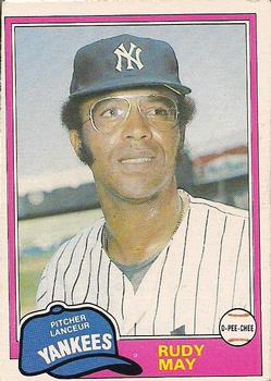 #179 Rudy May - New York Yankees - 1981 O-Pee-Chee - Gray Back Baseball