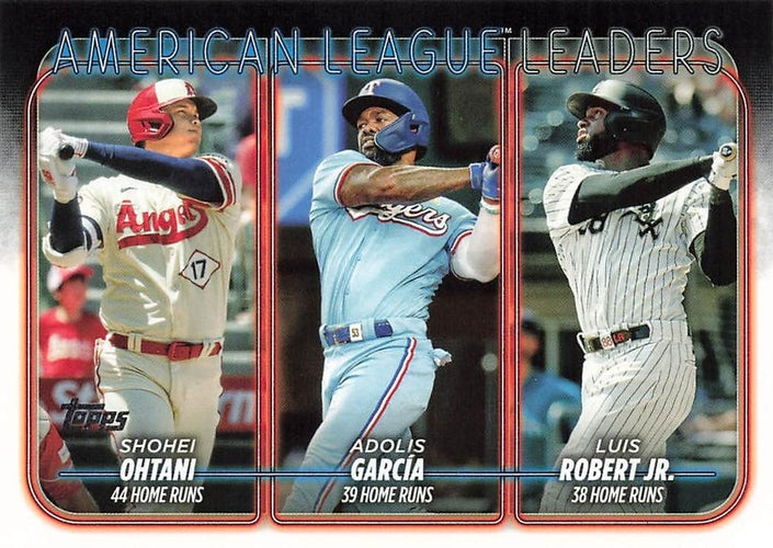#179 American League Leaders Home Runs Shohei Ohtani / Adolis García / Luis Robert Jr. - Los Angeles Angels / Texas Rangers / Chicago White Sox - 2024 Topps Baseball