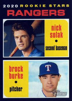 #181 Rangers 2020 Rookie Stars Nick Solak / Brock Burke - Texas Rangers - 2020 Topps Heritage Baseball