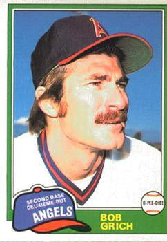 #182 Bob Grich - California Angels - 1981 O-Pee-Chee - Gray Back Baseball