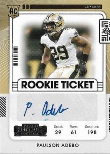 #182 Paulson Adebo - New Orleans Saints - 2021 Panini Contenders Football