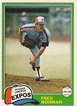 #183 Fred Norman - Montreal Expos - 1981 O-Pee-Chee - Gray Back Baseball