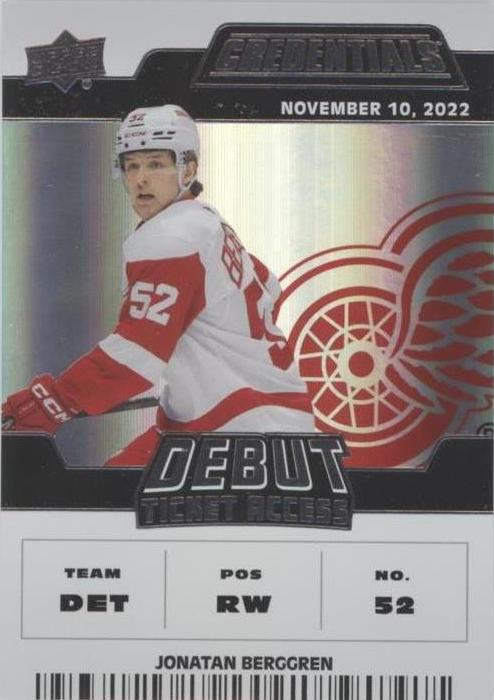 #183 Jonatan Berggren - Detroit Red Wings - 2022-23 Upper Deck Credentials Hockey