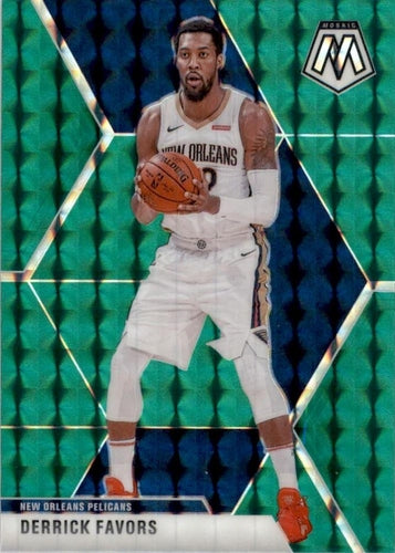 #186 Derrick Favors - New Orleans Pelicans - 2019-20 Panini Mosaic - Green Prizm Basketball