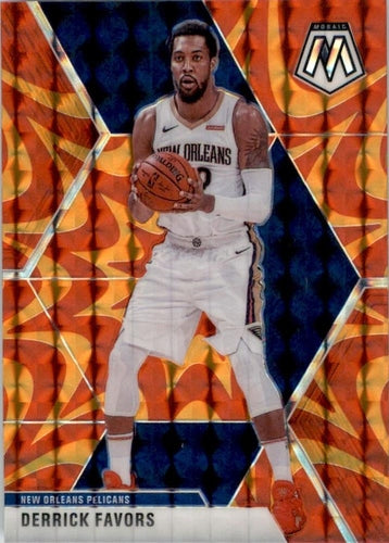 #186 Derrick Favors - New Orleans Pelicans - 2019-20 Panini Mosaic - Reactive Orange Basketball