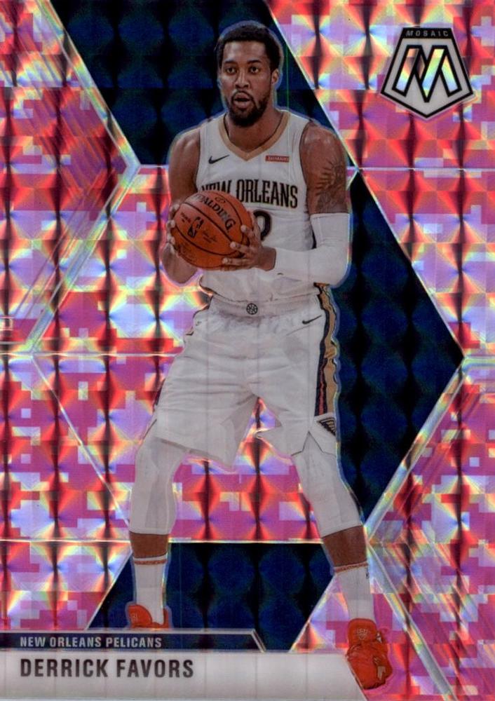 #186 Derrick Favors - New Orleans Pelicans - 2019-20 Panini Mosaic - Camo Pink Basketball