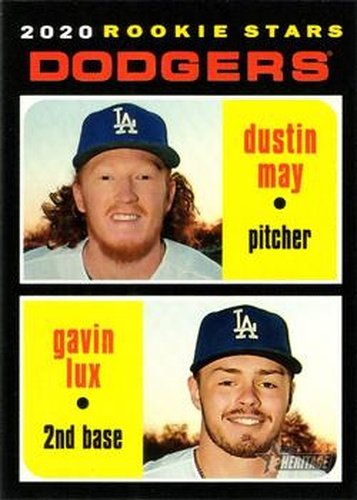 #188 Dodgers 2020 Rookie Stars Dustin May / Gavin Lux - Los Angeles Dodgers - 2020 Topps Heritage Baseball