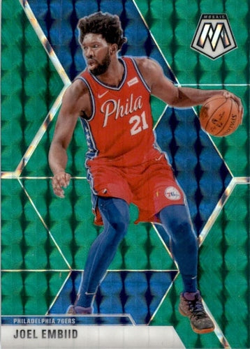 #189 Joel Embiid - Philadelphia 76ers - 2019-20 Panini Mosaic - Green Prizm Basketball