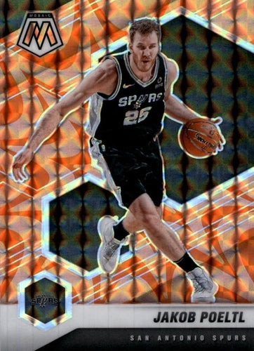 #189 Jakob Poeltl - San Antonio Spurs - 2020-21 Panini Mosaic - Mosaic Reactive Orange Basketball