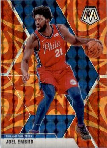#189 Joel Embiid - Philadelphia 76ers - 2019-20 Panini Mosaic - Reactive Orange Basketball