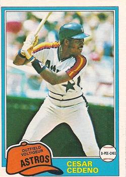 #190 Cesar Cedeno - Houston Astros - 1981 O-Pee-Chee - Gray Back Baseball