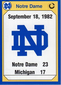#190 1982 Michigan - Notre Dame Fighting Irish - 1990 Collegiate Collection Notre Dame Football