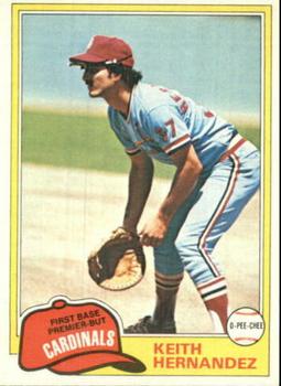 #195 Keith Hernandez - St. Louis Cardinals - 1981 O-Pee-Chee - Gray Back Baseball
