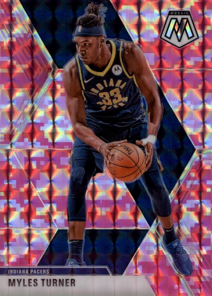 #195 Myles Turner - Indiana Pacers - 2019-20 Panini Mosaic - Camo Pink Basketball