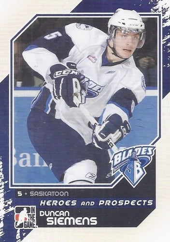#195 Duncan Siemens - Saskatoon Blades - 2010-11 In The Game Heroes and Prospects Hockey