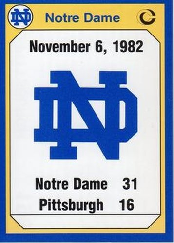 #196 1982 Pittsburgh - Notre Dame Fighting Irish - 1990 Collegiate Collection Notre Dame Football