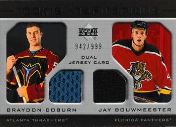 #196 Braydon Coburn / Jay Bouwmeester - Atlanta Thrashers / Florida Panthers - 2005-06 Upper Deck Rookie Update Hockey