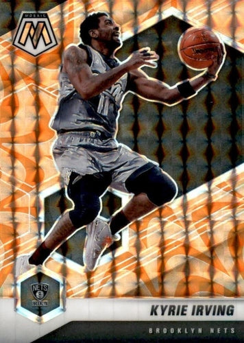 #198 Kyrie Irving - Brooklyn Nets - 2020-21 Panini Mosaic - Mosaic Reactive Orange Basketball