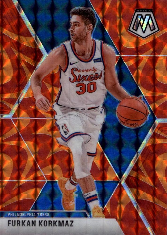 #199 Furkan Korkmaz - Philadelphia 76ers - 2019-20 Panini Mosaic - Reactive Orange Basketball