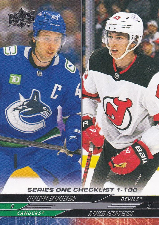 #199 Quinn Hughes / Luke Hughes - Vancouver Canucks / New Jersey Devils - 2024-25 Upper Deck Hockey