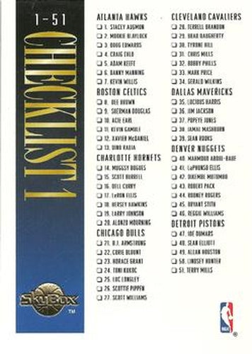 #199 Checklist 1: 1-102 - 1994-95 SkyBox Premium Basketball