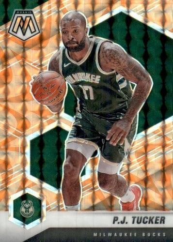 #19 P.J. Tucker - Milwaukee Bucks - 2020-21 Panini Mosaic - Mosaic Reactive Orange Basketball