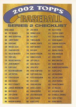 #1 Series 2 Checklist 1: 366-495 - 2002 Topps - Checklists Gold Baseball