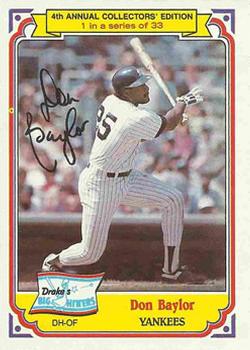 #1 Don Baylor - New York Yankees - 1984 Topps Drake's Big Hitters Baseball