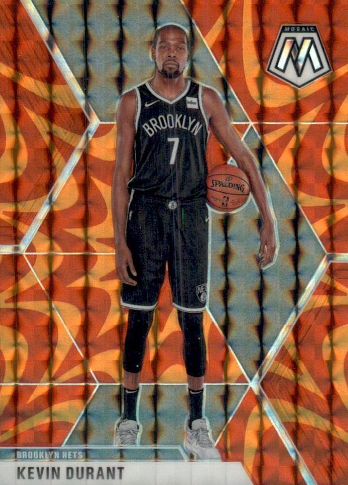 #1 Kevin Durant - Brooklyn Nets - 2019-20 Panini Mosaic - Reactive Orange Basketball