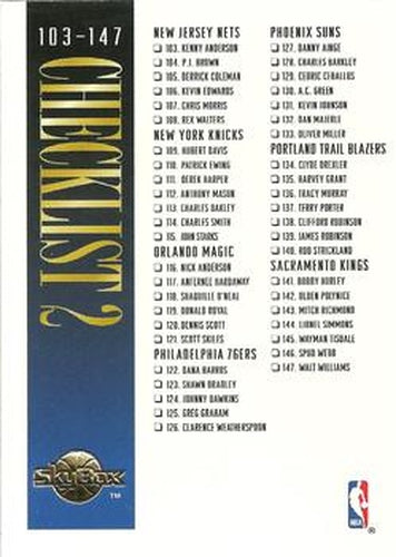 #200 Checklist 2: 103-200 - 1994-95 SkyBox Premium Basketball