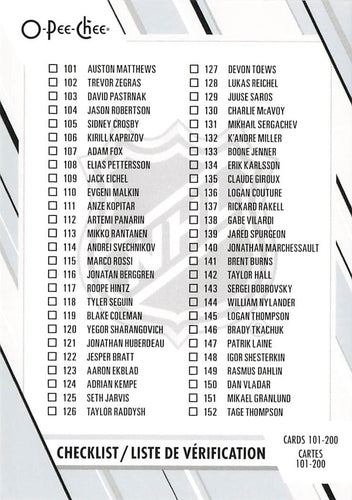 #200 Checklist - 2023-24 O-Pee-Chee Hockey