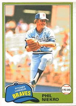 #201 Phil Niekro - Atlanta Braves - 1981 O-Pee-Chee - Gray Back Baseball