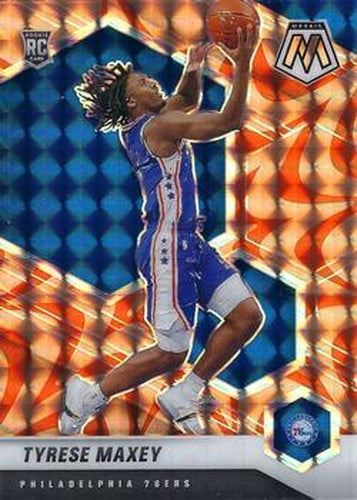 #203 Tyrese Maxey - Philadelphia 76ers - 2020-21 Panini Mosaic - Mosaic Reactive Orange Basketball