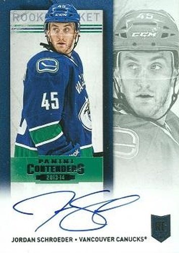 #204 Jordan Schroeder - Vancouver Canucks - 2013-14 Panini Contenders Hockey