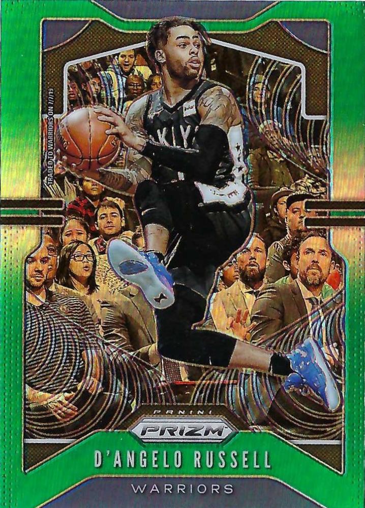 #204 D'Angelo Russell - Golden State Warriors - 2019-20 Panini Prizm - Prizms Green Basketball