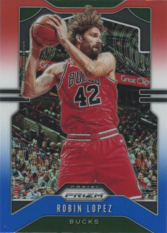 #206 Robin Lopez - Milwaukee Bucks - 2019-20 Panini Prizm - Prizms Red White and Blue Basketball