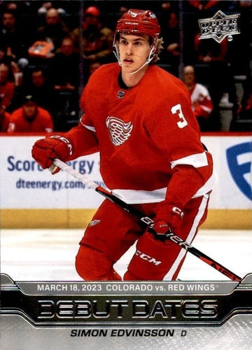 #DD-20 Simon Edvinsson - Detroit Red Wings - 2023-24 Upper Deck - Debut Dates Hockey