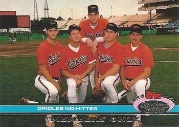 #NNO Orioles No-Hitter Bob Milacki / Mike Flanagan / Mark Williamson / Chris Hoiles / Gregg Olson - Baltimore Orioles - 1991 Stadium Club Members Only