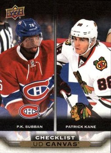 #C210 P.K. Subban / Patrick Kane - Montreal Canadiens / Chicago Blackhawks - 2015-16 Upper Deck - UD Canvas Hockey