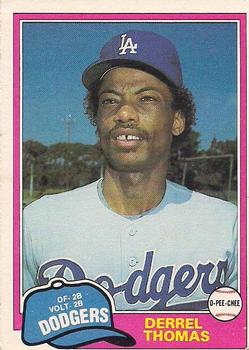 #211 Derrel Thomas - Los Angeles Dodgers - 1981 O-Pee-Chee - Gray Back Baseball