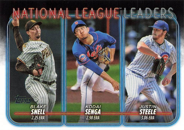 #212 National League Leaders Blake Snell / Kodai Senga / Justin Steele - San Diego Padres / New York Mets / Chicago Cubs - 2024 Topps Baseball