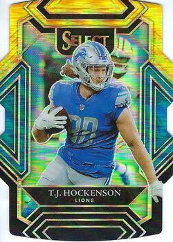 #213 T.J. Hockenson - Detroit Lions - 2021 Panini Select - Black and Gold Prizm Die Cut Football