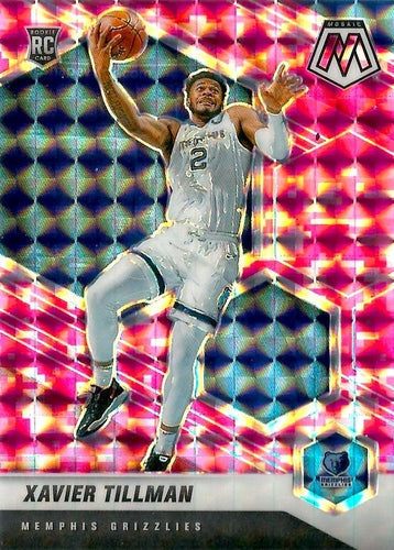 #213 Xavier Tillman - Memphis Grizzlies - 2020-21 Panini Mosaic - Mosaic Camo Pink Basketball