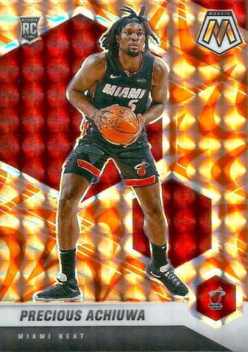 #215 Precious Achiuwa - Miami Heat - 2020-21 Panini Mosaic - Mosaic Reactive Orange Basketball