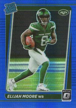 #216 Elijah Moore - New York Jets - 2021 Donruss Optic - Blue Hyper Football