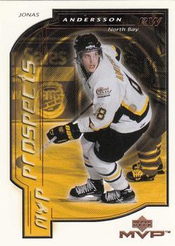#216 Jonas Andersson - North Bay Centennials - 2000-01 Upper Deck MVP Hockey