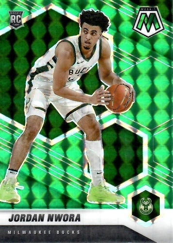 #219 Jordan Nwora - Milwaukee Bucks - 2020-21 Panini Mosaic - Mosaic Green Basketball