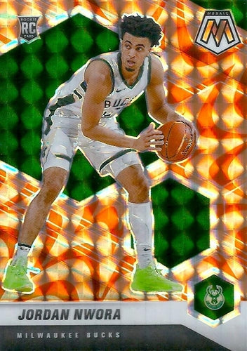 #219 Jordan Nwora - Milwaukee Bucks - 2020-21 Panini Mosaic - Mosaic Reactive Orange Basketball
