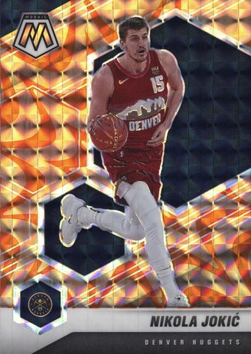 #21 Nikola Jokic - Denver Nuggets - 2020-21 Panini Mosaic - Mosaic Reactive Orange Basketball